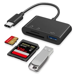 Adaptador 3 en 1 tipo C, lector de tarjetas de memoria TF, CF, SD, OTG, escritor, USB-C Flash compacto para Huawei, Macbook, USB, nuevo