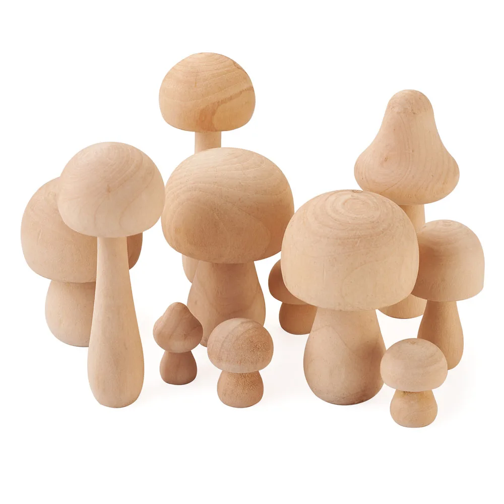 

23pcs Unfinished Wooden Mushroom Beads Blank Painting Mushroom Christmas Toy DIY Accessories Home Decoration