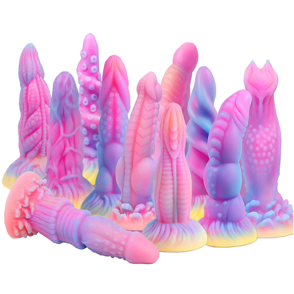 Plug Anal Luminoso con Forma de Dragón Monstruoso, Juguete Sexual Vibrador con Forma de Perro para Parejas, Hombres y Mujeres, 18+