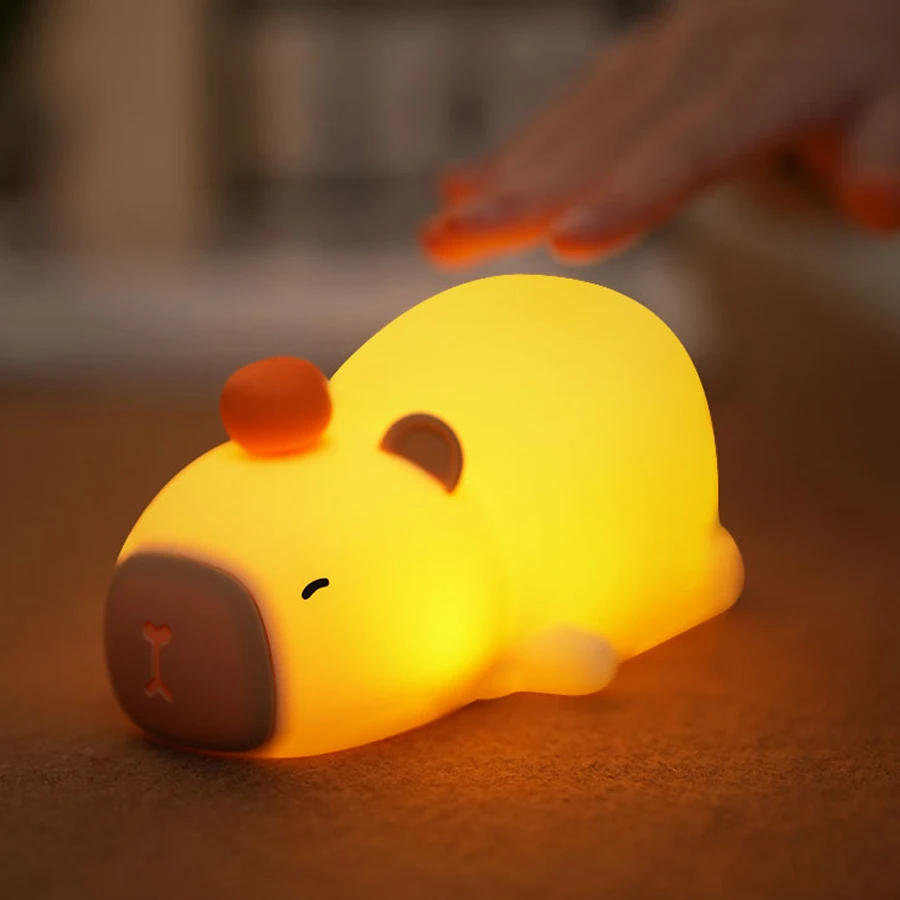 Capybara Night Light Cute Silicone Lamp LED Touch Sensor Lamp RGB Soft Lamp Children Night Light Bedroom Desktop Decoration Gift