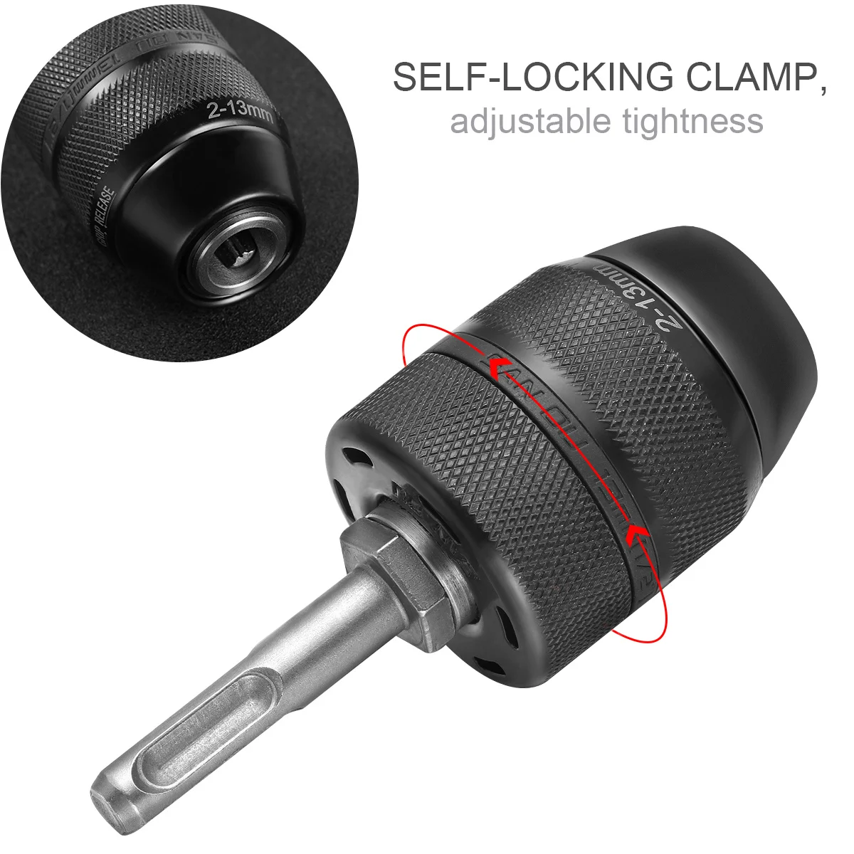 مثقاب تشاك 2-13 مم محول سبائك الألومنيوم بدون مفتاح للحفر وتأثير سائق بت قفل دعم تصميم أسنان السقاطة