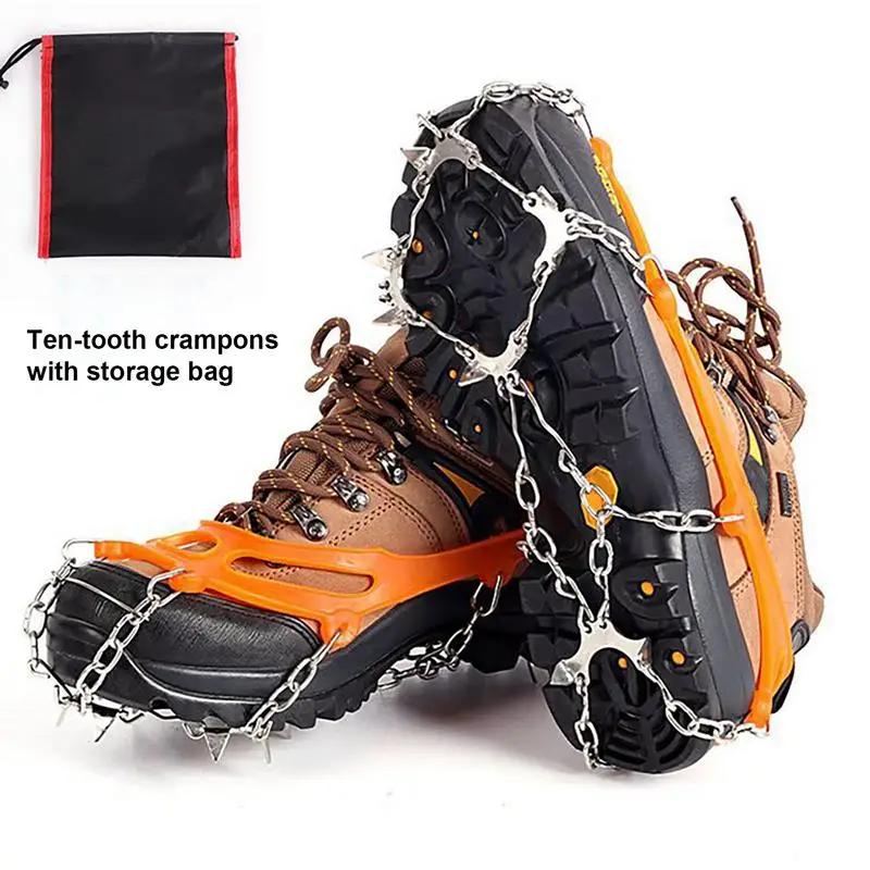 Crampons à glace griffes de glace antidérapantes extérieures, crampons à glace portables avec sac de transport, griffes de glace confortables pour