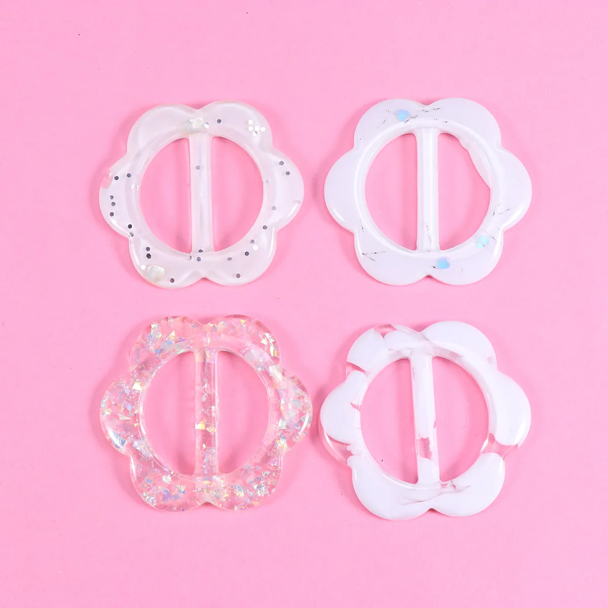 10Pcs Resin Hollow Flower Shirt Clips T-Shirt Scarf Buckle Rings Clothing Corner Knotted Fastener Waist Shaping Outfit Decor