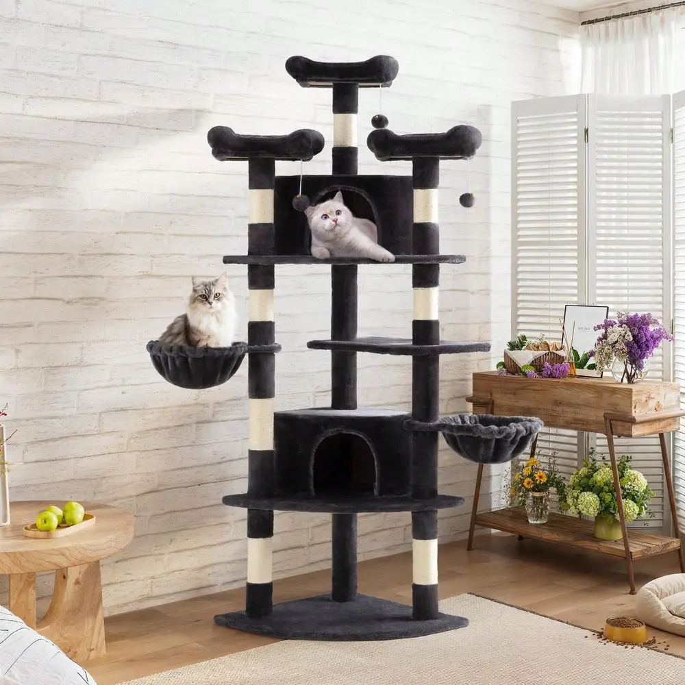 

Cat Tree Rascadores Para Gatos Cat Supplies 73in FanShaped Corner Cat Tower For Save Space, MultiLevel Tall Cat Tree For Indoor