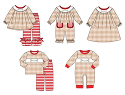 Christmas Collection Long Sleeve Long Pants Set Jumpsuits Dresses Toddler Boys Clothes Baby Gilr Clothes Sibling Matching Set