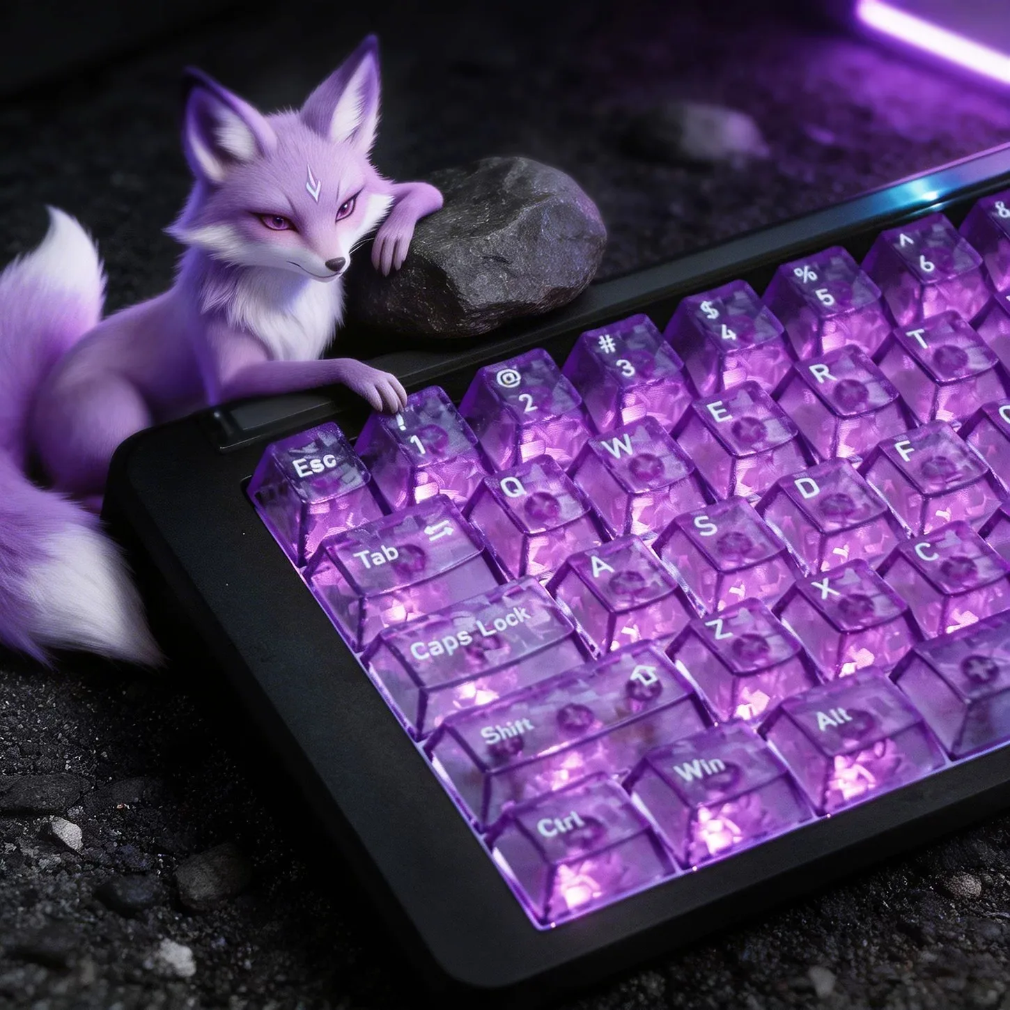 

Cherry Profile Carbon Fiber PC Keycaps 136 Keys Purple Ice Backlit Shine Through for Wooting Magnetic Mechanical Keyboard