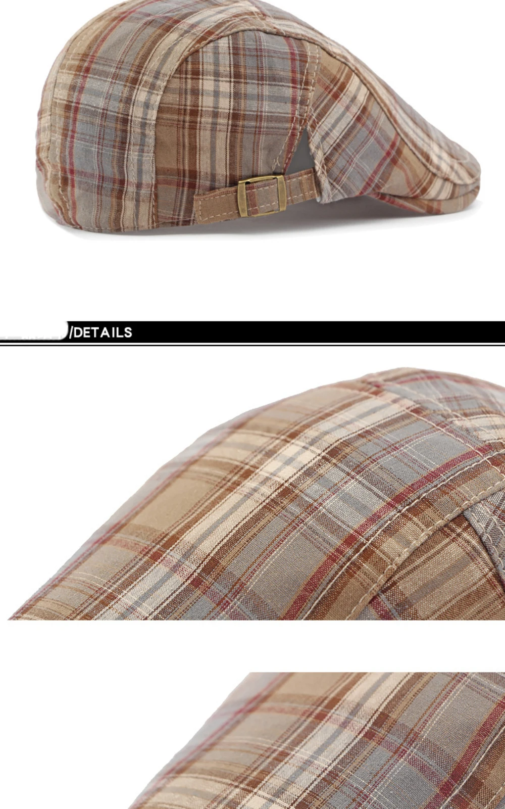 HT4376 Berets Männer Frauen Vintage Plaid Baskenmütze Männlich Weiblich Einstellbare Flache Kappe Retro Frühling Sommer Kappe Baskenmütze Hüte für Männer Frauen – Detail 13