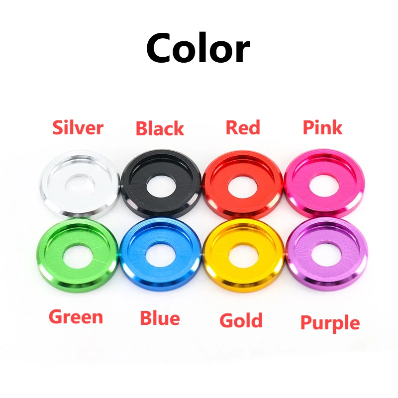 2/5/10pcs M5.4 Colored 6061 Aluminum Groove Washer, CNC Machined Flat Washers for Bikes, Motorcycles, and Cars