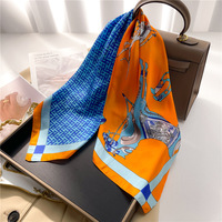 68cm Orange Pony Scarf Women's Thin Imitation Silk Letter Printed Square Scarf Fashion Versatile Shawl Scarfs Headscarf