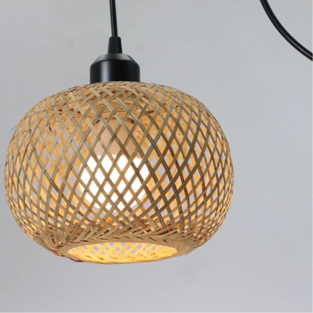 Bamboo Pendant Lamp Rattan Light Hand Woven Chandelier Café Restaurant Lighting Living Room Art Decor Hanging Lamp Indoor