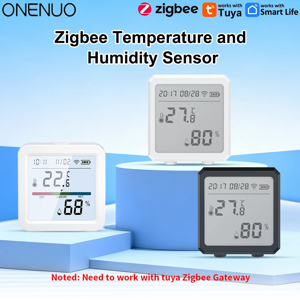 Tuya ZigBee Temperature &Humidity Sensor APP remote LCD Screen Works With Google Assistant and Need Tuya Zigbee Hub