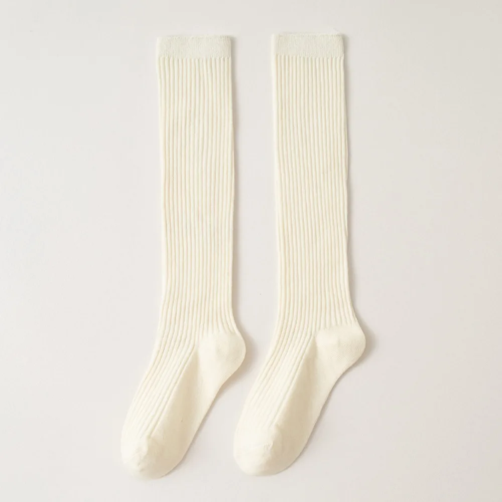 

Корейские однотонные гольфы для девочек, бесшовные длинные носки на весну и осень, носки до середины икры, хлопковые футбольные носки для малышей