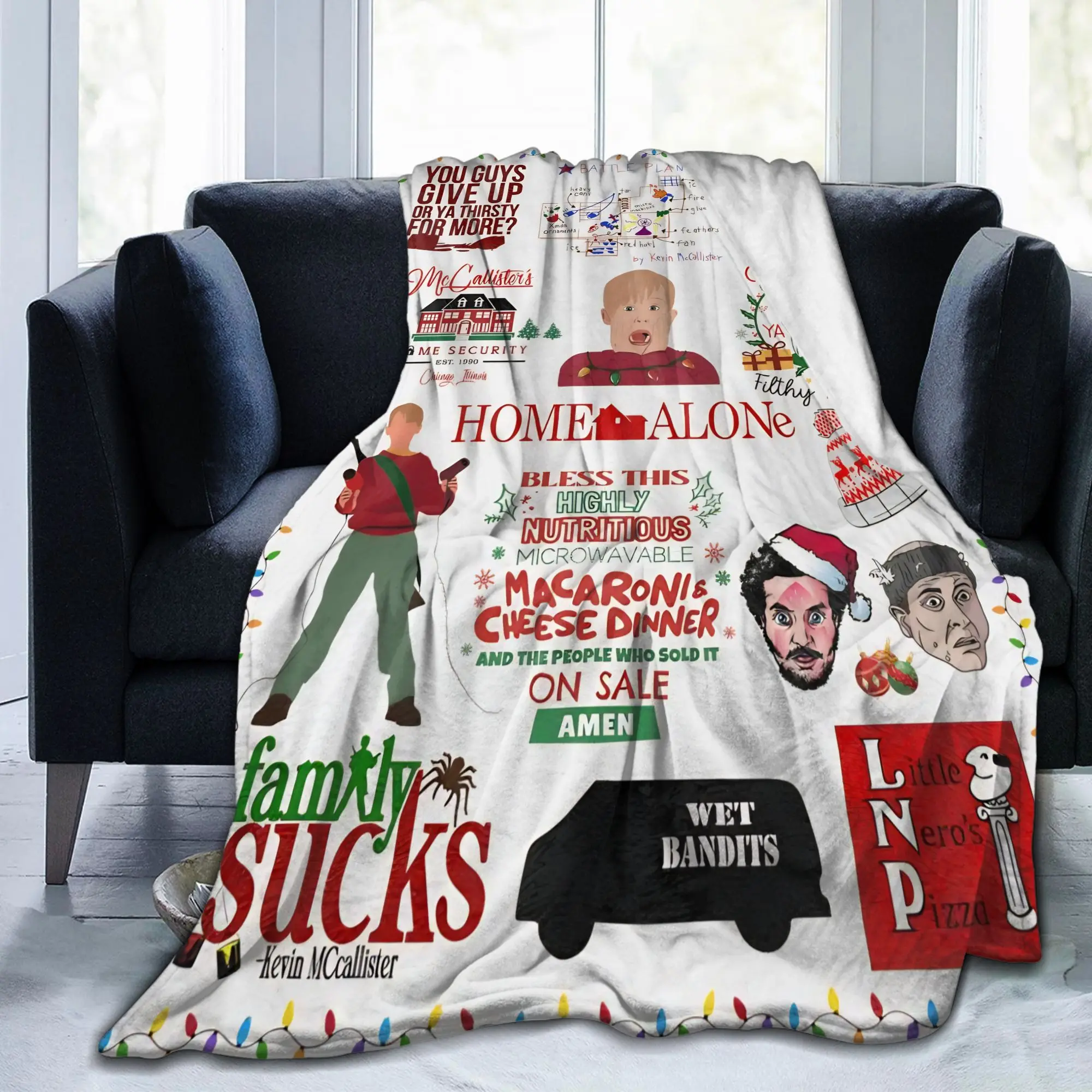 Home Alone Kevin Comedy Wool Blanket Xmas Merry Christmas Funny Throw Blanket for Home 125*100cm Super Soft
