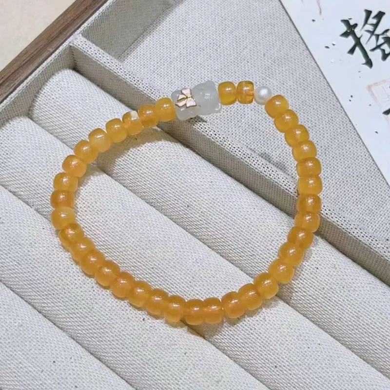 

New Beeswax Single Circle Abacus Beads with Bear Accessories Bracelet Fashionable and Cute Women's Models