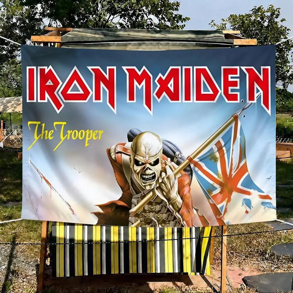 Iron M-Maiden Rock Band Tapestry Outdoor Parties Bedrooms Living Rooms Dorm Rooms Wall Decor Banners Gifts