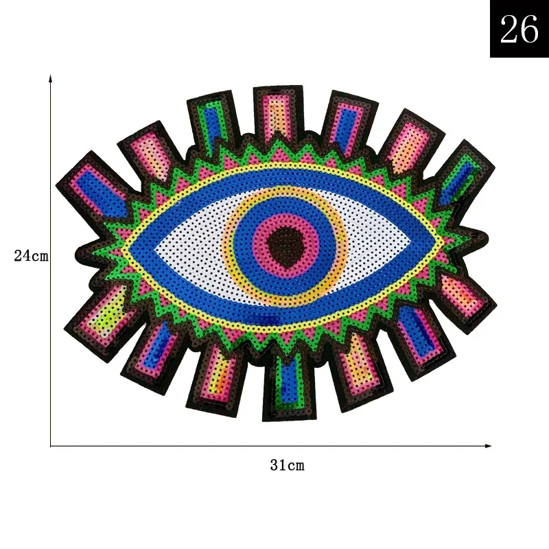 Evil Eye Embroidery Patches Fashion Sequin Appliques DIY Sewing Accessories Iron-on Stickers Punk Decoration Patch for Clothing