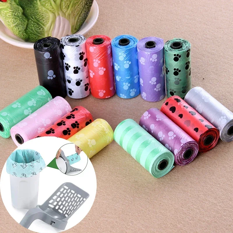 5 rollos de bolsas para excrementos de arena para gatos, bolsa biodegradable para excrementos de perros, dispensador de bolsas para excrementos de