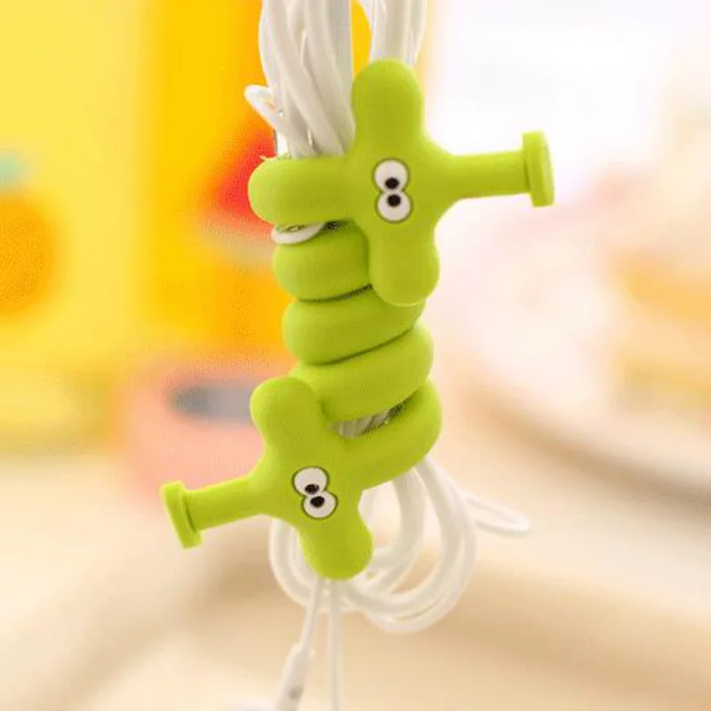 Kawaii Cartoon Animal Cord Winder Winding Line Data Cable Wire Storage Organizer Line Fixer Holder Headset Cord Protector 1PC