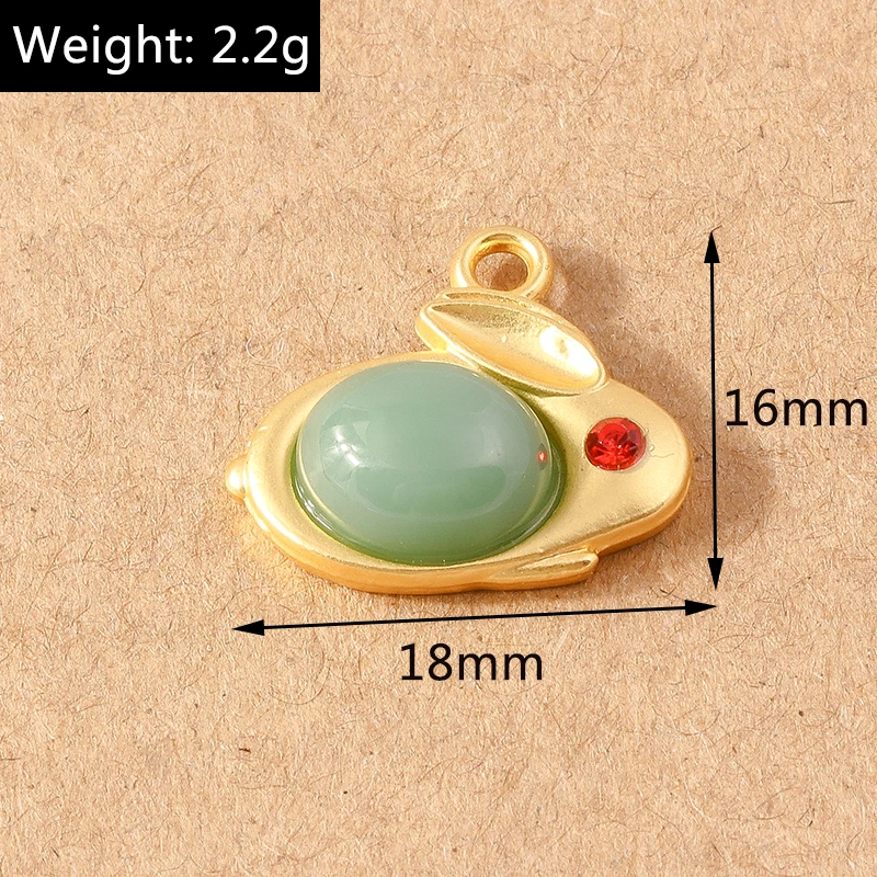 10 Stück Edelstein Jade Tier Charms für Schmuckherstellung Schmetterling Rabit Anhänger DIY Halskette Ohrringe Bastelbedarf – Detail 9