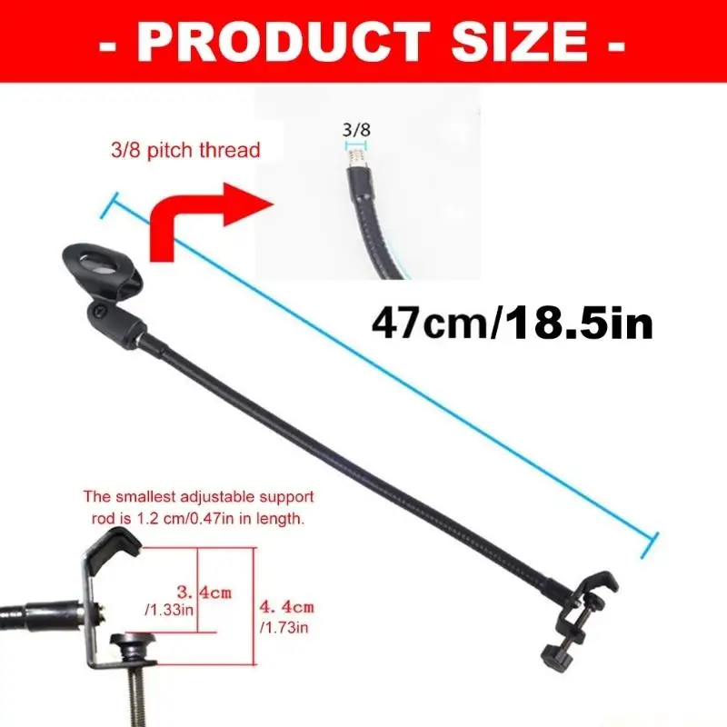 M5TD Full Rotating Microphone Stand Clamp Attachment for Live Streaming Broadcasting