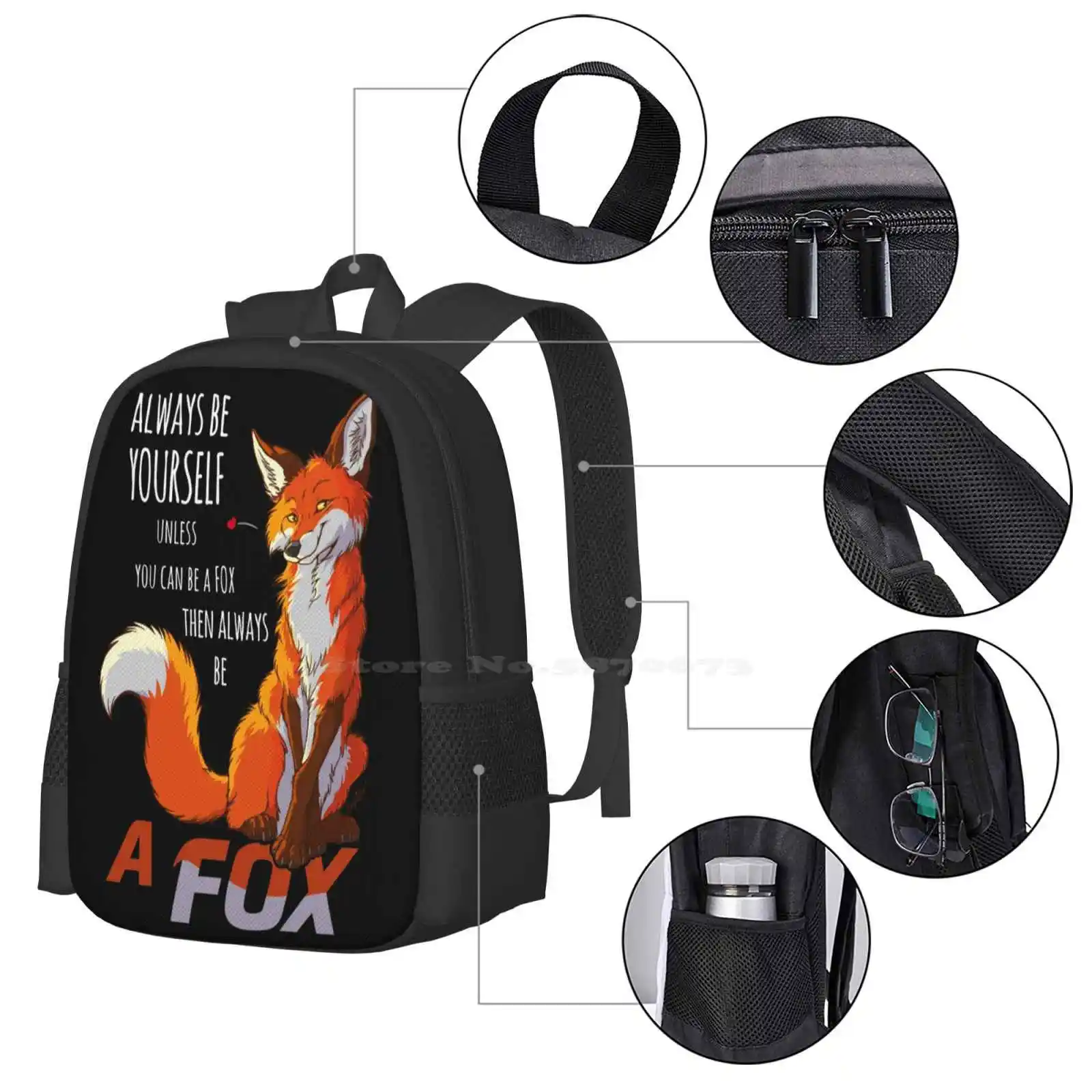 Always Be A Fox-Dark Fundos Mochilas para Adolescentes Escolares, Meninas Sacos De Viagem