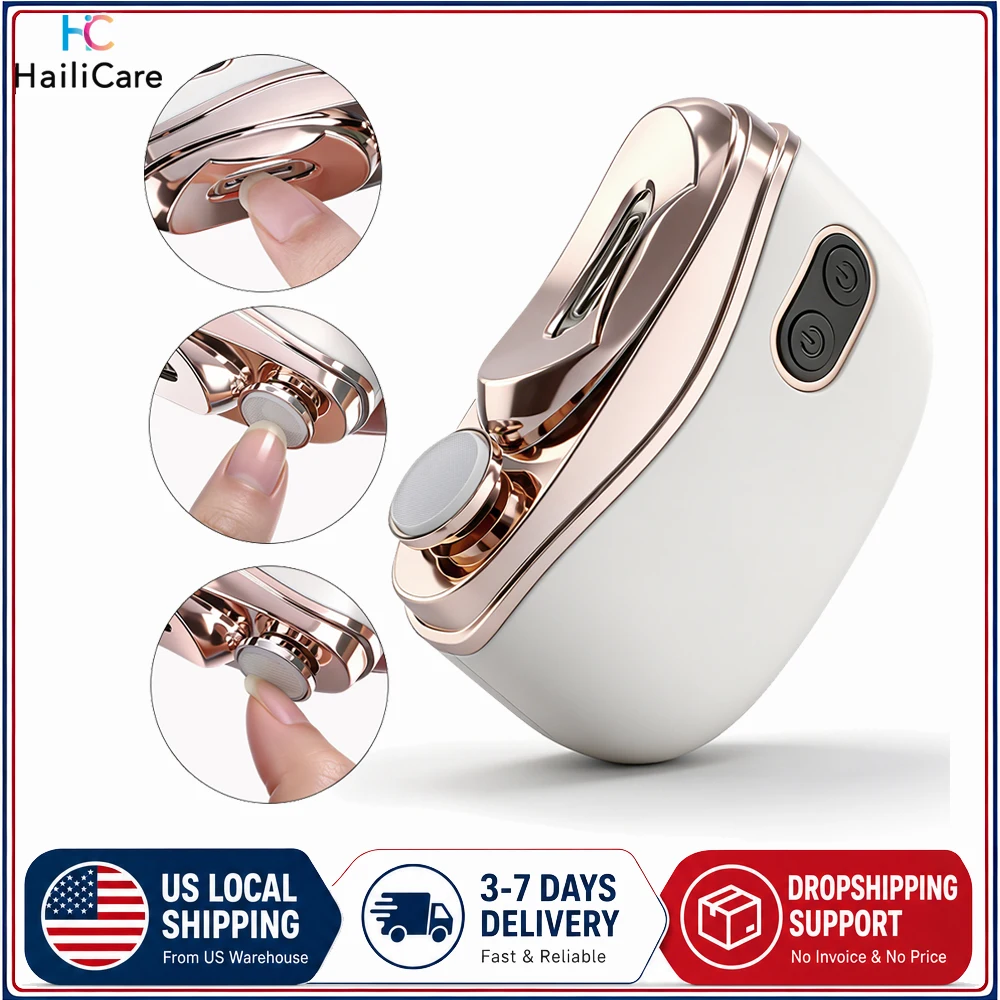 Electric Nail Clipper And Polisher 2 In 1 Rechargeable Automatic Nail Trimmer Cutter Grinder With LED Light For Baby Kids Seniors Adults