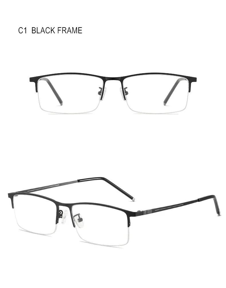 Premium Titan Halbrand-Brille nach Rezept Herren Damen Sphäre -0.5 bis -10 Zylinder -0.5 bis -2.0 photochrome Gläser oder Blaulichtfilter F635 – Detail 15