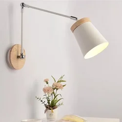 LED Wall Light Reading Lights Rotation Night Lamp Art Creative Modern Nordic Long Arm Wooden Wall Decoration Indoor Sconces