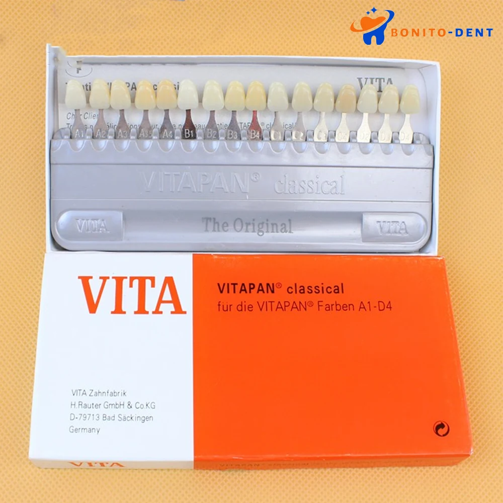 Dental VITA 16 Color Teeth Shade Guide Classical A1-D4 Tooth Color Matching Shade Guide for Dentist Clinic Teeth Whitening Use