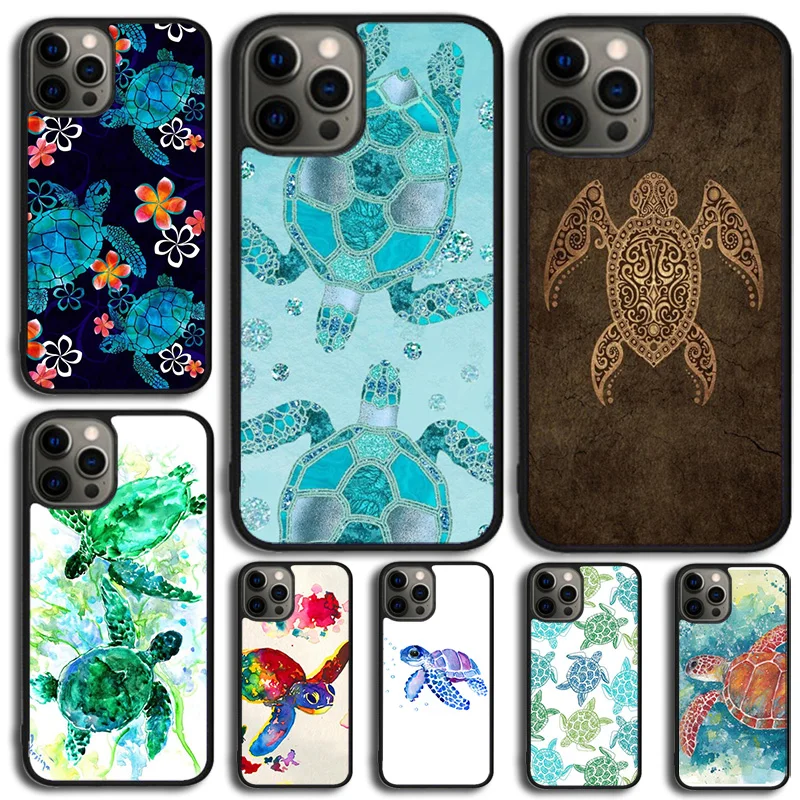 Cute Sea Turtle Phone Case Cover For iPhone 15 16 14 XR XS 11 12 13 Mini Pro MAX Plus