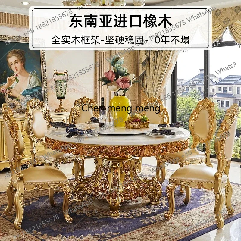 

K153 European dining chair, American villa dining room solid wood leather armchair jadeite gold home tea table chair study chai