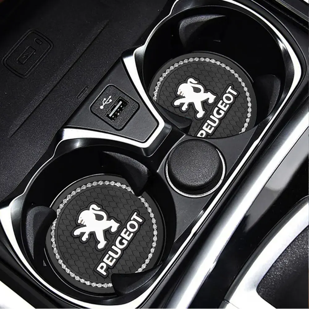 Car Coasters Non-slip Diamond Cup Pads Auto Interior Accessories For PEUGEOT 208 308 2008 3008 3008 4008 RCZ 607 108 206 207 307