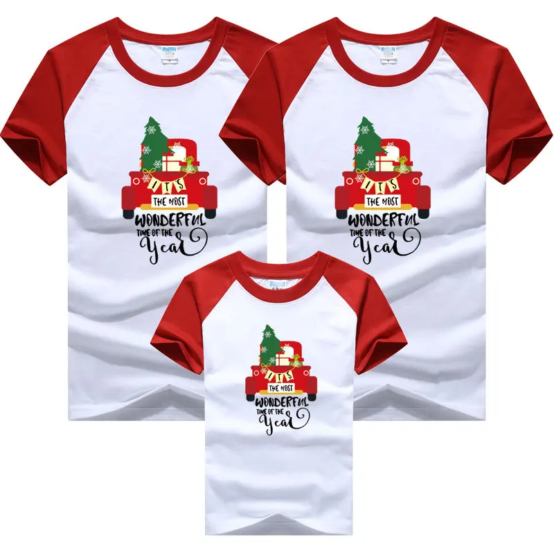 Christmas Family Matching Clothes Mom Dad Son Daugther T-shirts Kids Couple Tops Tees