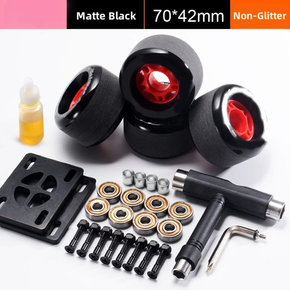 Skateboard Wheel Repair Kit with Shock Absorbing Wheels and Bearings for Smooth Ride on Asphalt Concrete and Other Surfaces