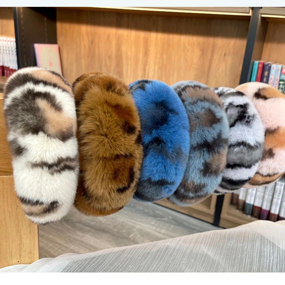 

Hot Sale Women Luxury winter 100% Real Rex Rabbit Fur Headbands Quality Real Fur Hair Band Lady Fashion Hair Hoop Furry Gift
