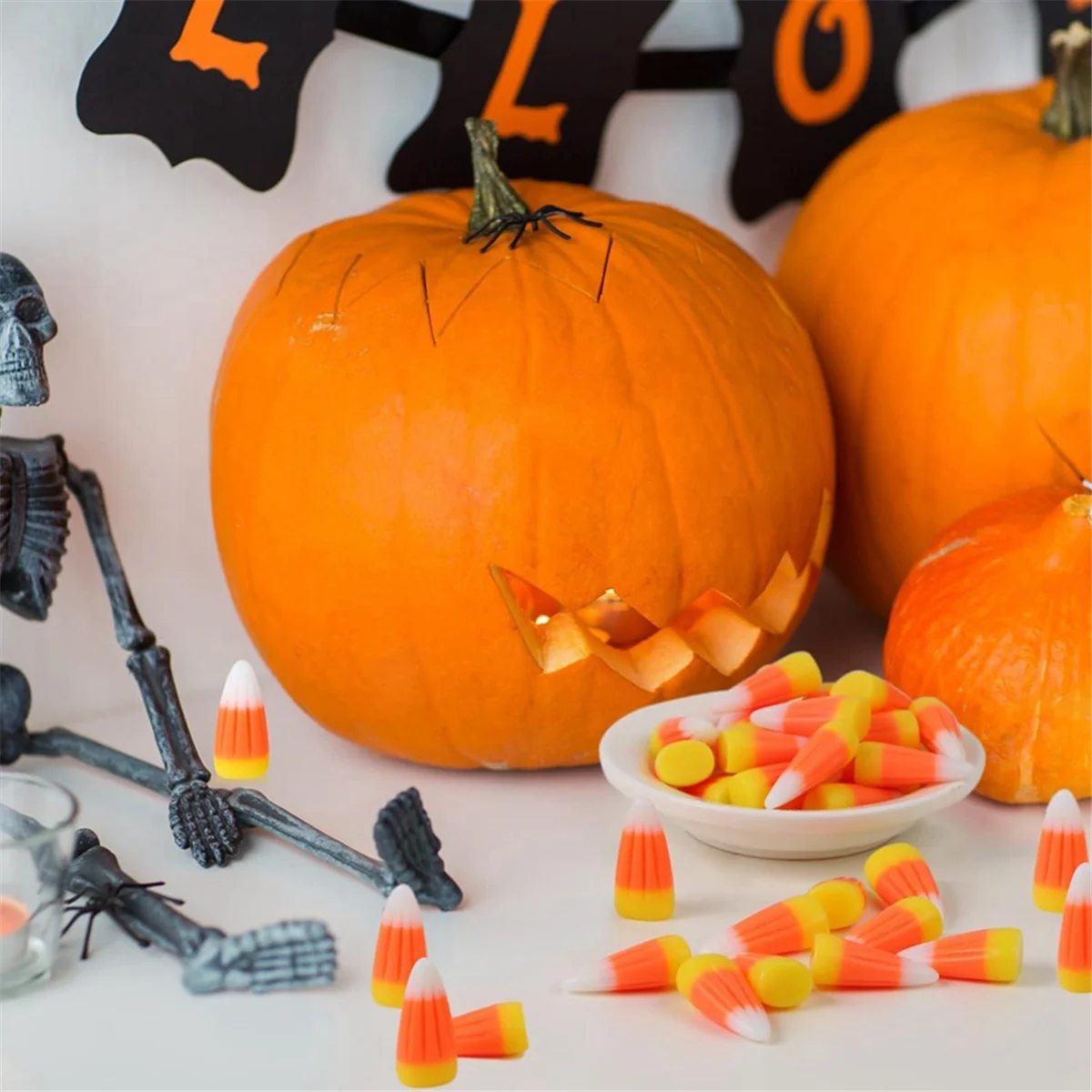 50 шт., смоляные конфеты на Хэллоуин, кукуруза, искусственные 3D конфеты, кукурузные бусины, осенние искусственные кукурузные украшения для скрапбукинга