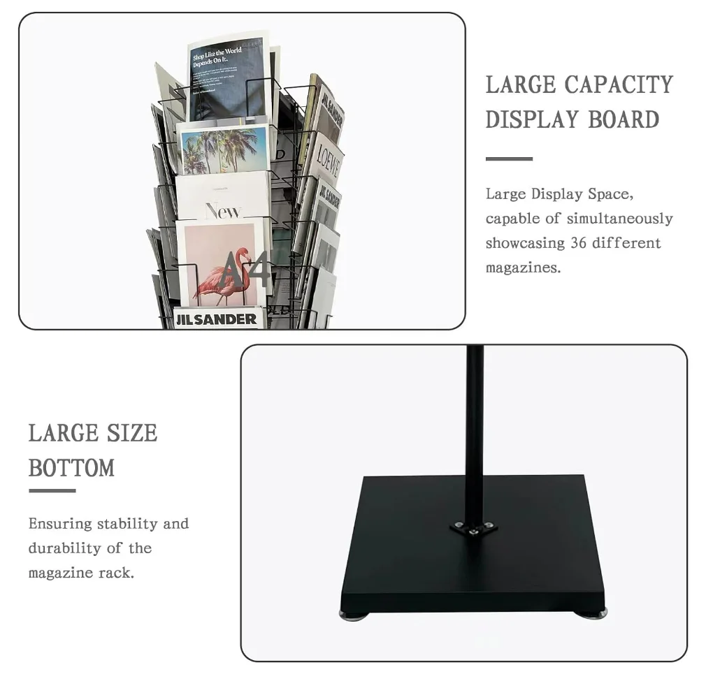 Magazine Rack,Store Shelves 36 Pockets Rotating Magazine Rack Stand Books Brochures And Literature Display