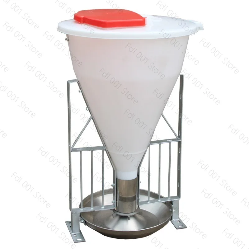 Professional 80kg Stainless Steel Pig Feeding Trough, Animal Husbandry Dry Feed Hopper With Chassis