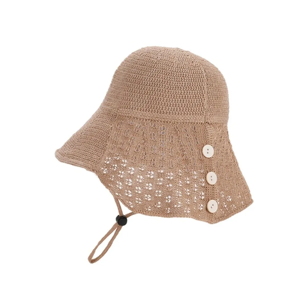 

Fashion Breathable Sun Hat UV Protection Hollow Out Bucket Hat Small Shawl Sun Protection Hat Women