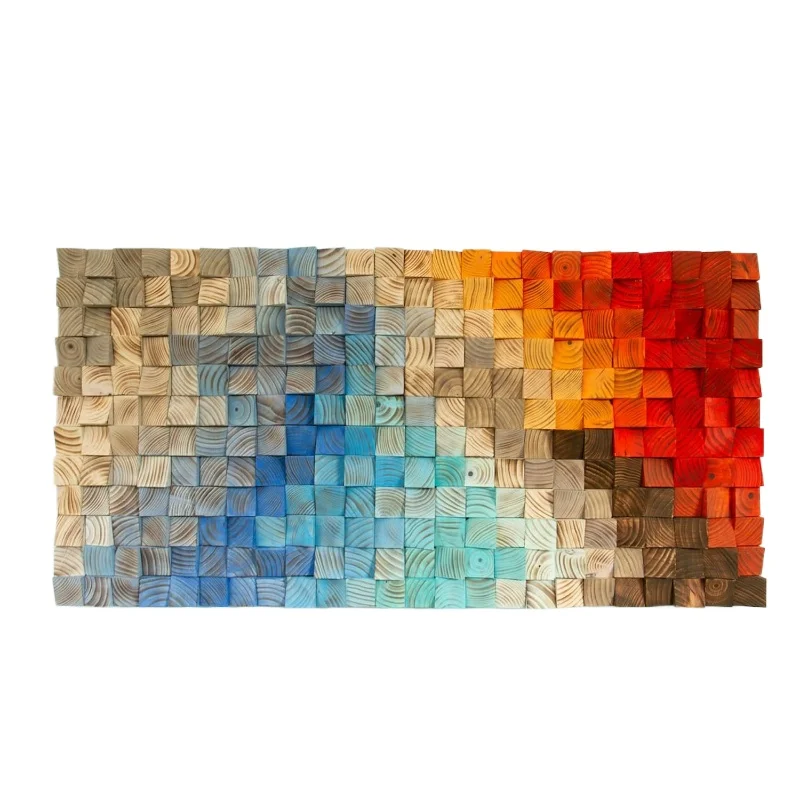 

Американские современные декоративные картины, звукопоглощающие и звукоусиливающие элементы, инсталляции из деревянных блоков с градиентной окраской.