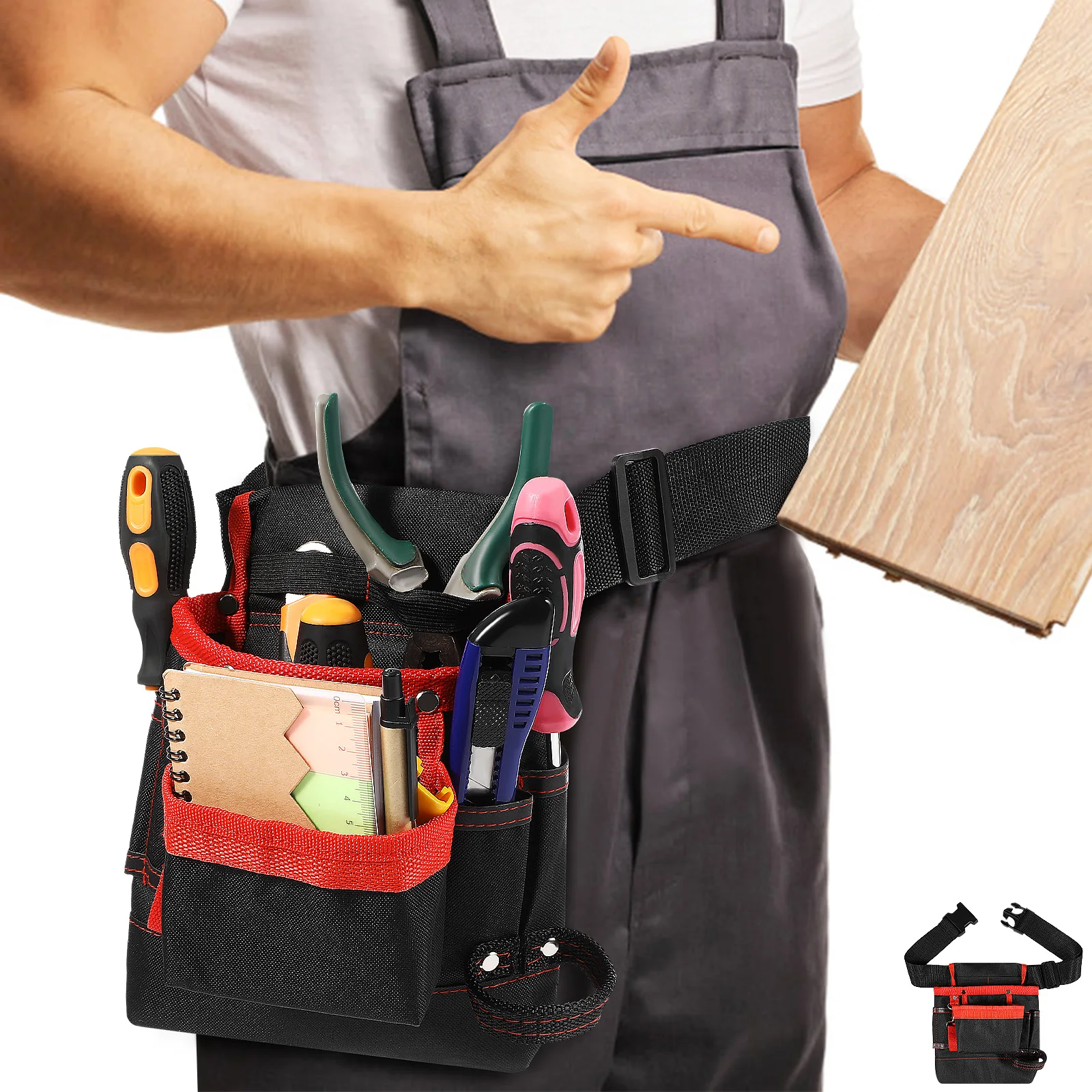 

Electrician Waist Bag Multi-Pocket Heavy Duty Oxford Fabric Tool Organizer Adjustable Comfort Fit for Construction Maintenance