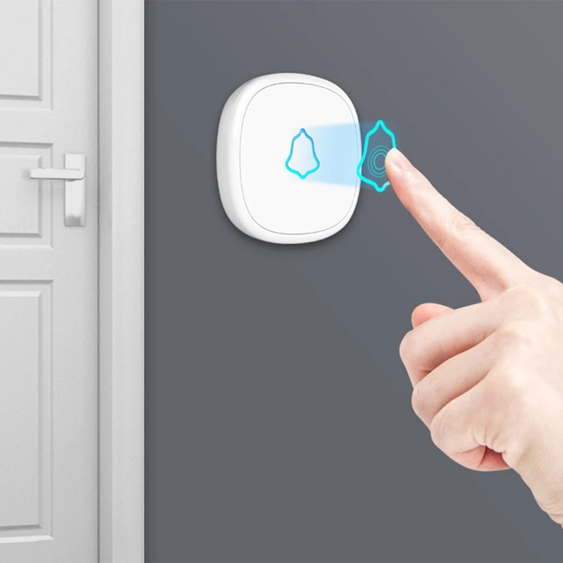 Wireless Doorbell White Color Home Security Welcome System Waterproof Press Button Doorbell Kit EU Plug