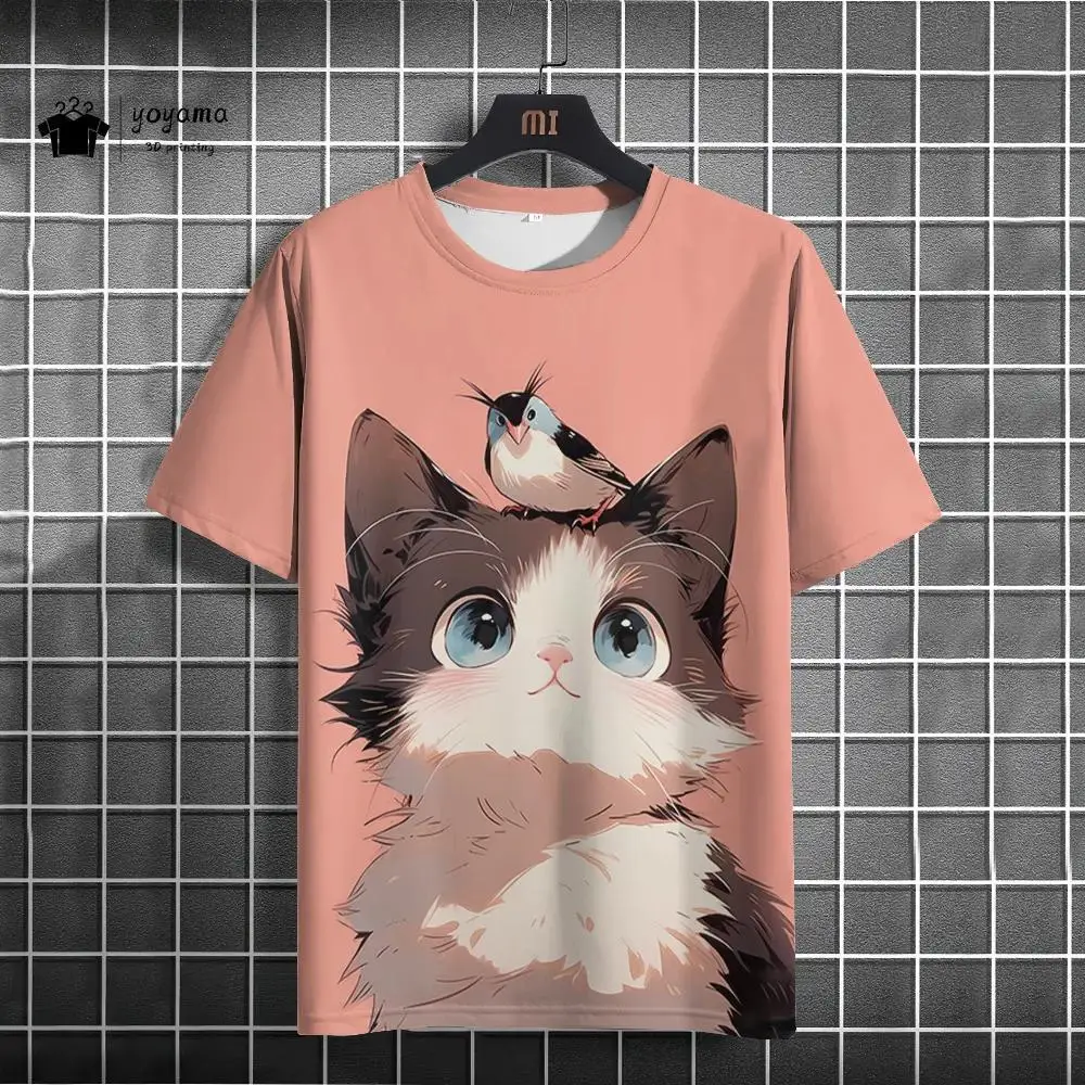 

Cat Print T-shirt for Men 3D Interesting Animal Print Explosion Light Luxury High Handsome Overlay Through The Wasteland-style