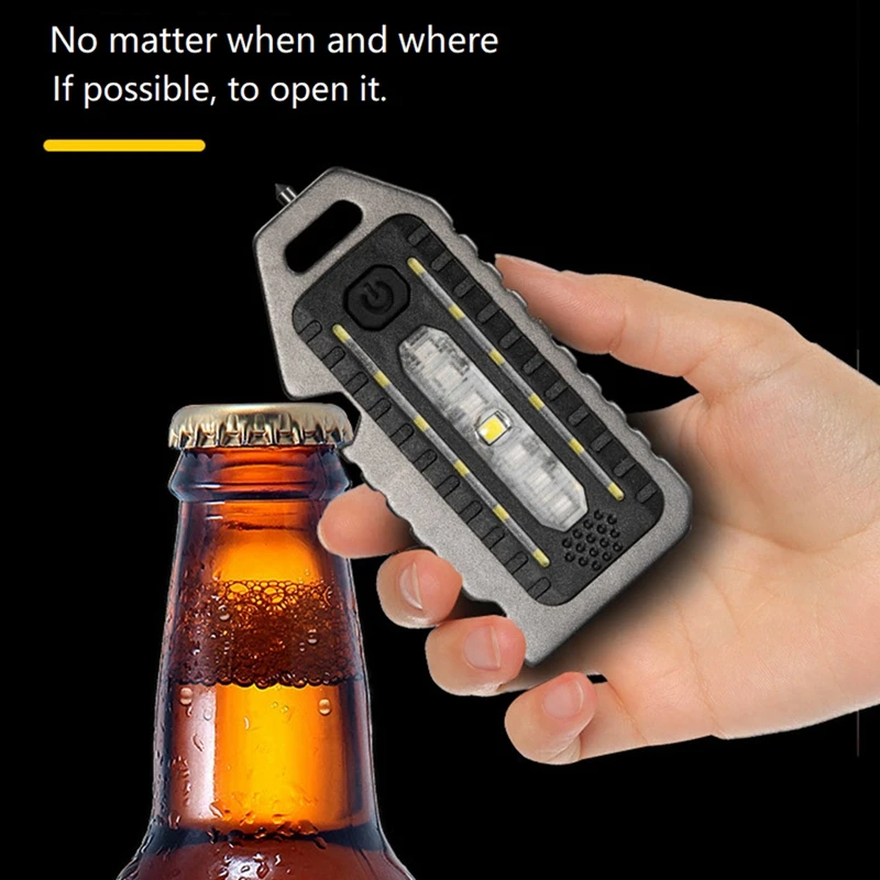 1 قطعة USB C قابلة للشحن وامض السلامة الجدة الإضاءة المفاتيح مصباح يدوي تحذير ضوء D