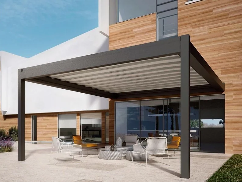 

Factory Direct Aluminum Alloy Bioclimatic Pergola Outdoor Remote-Control Aluminum Louvered Pergolas Sunshade Canopy Custom-made