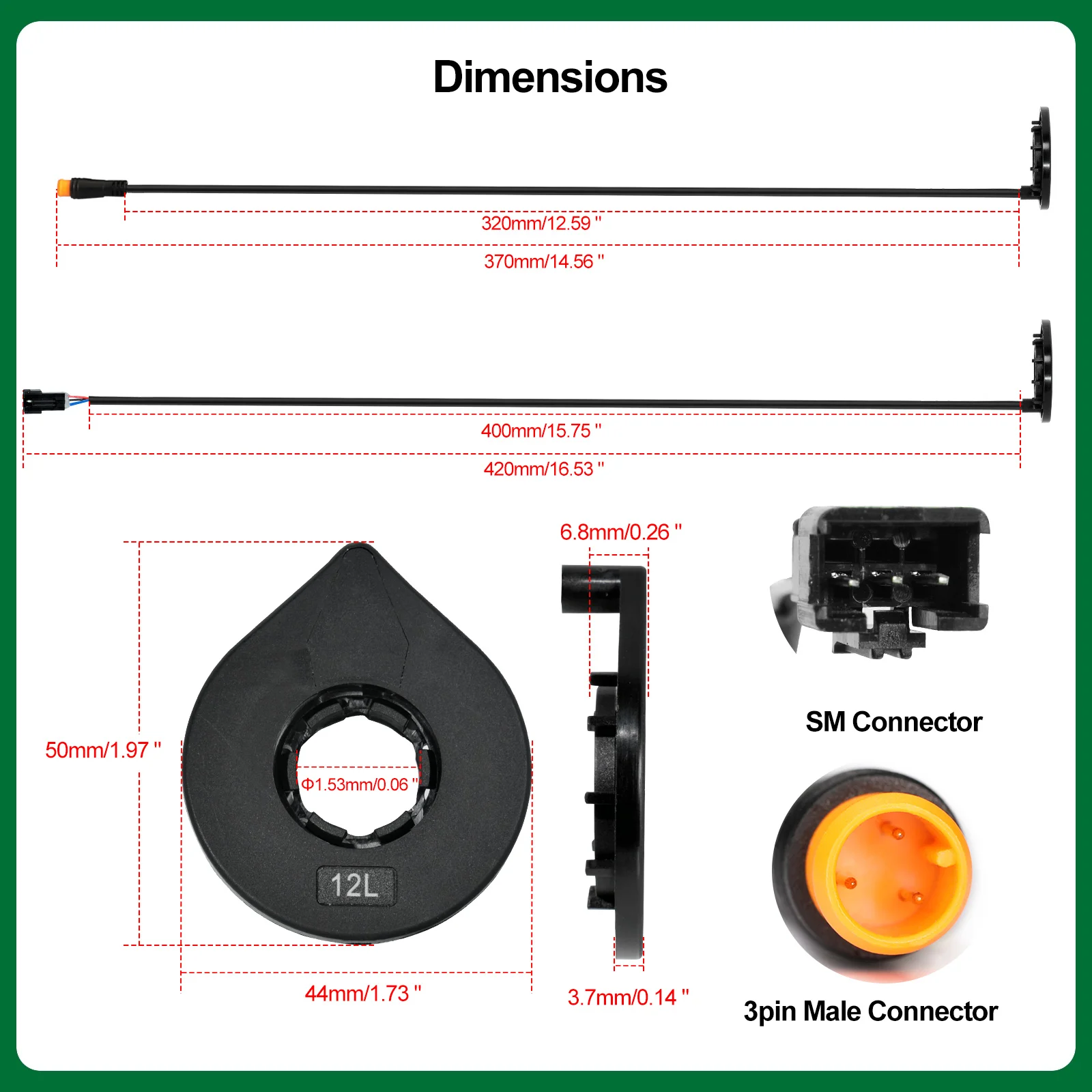 Pedal Assist Sensor 12 Magnet Double Hall Sensor Electric Bicycle Pedal PAS,High Sensitivity Electric Bike Replacement Accessory