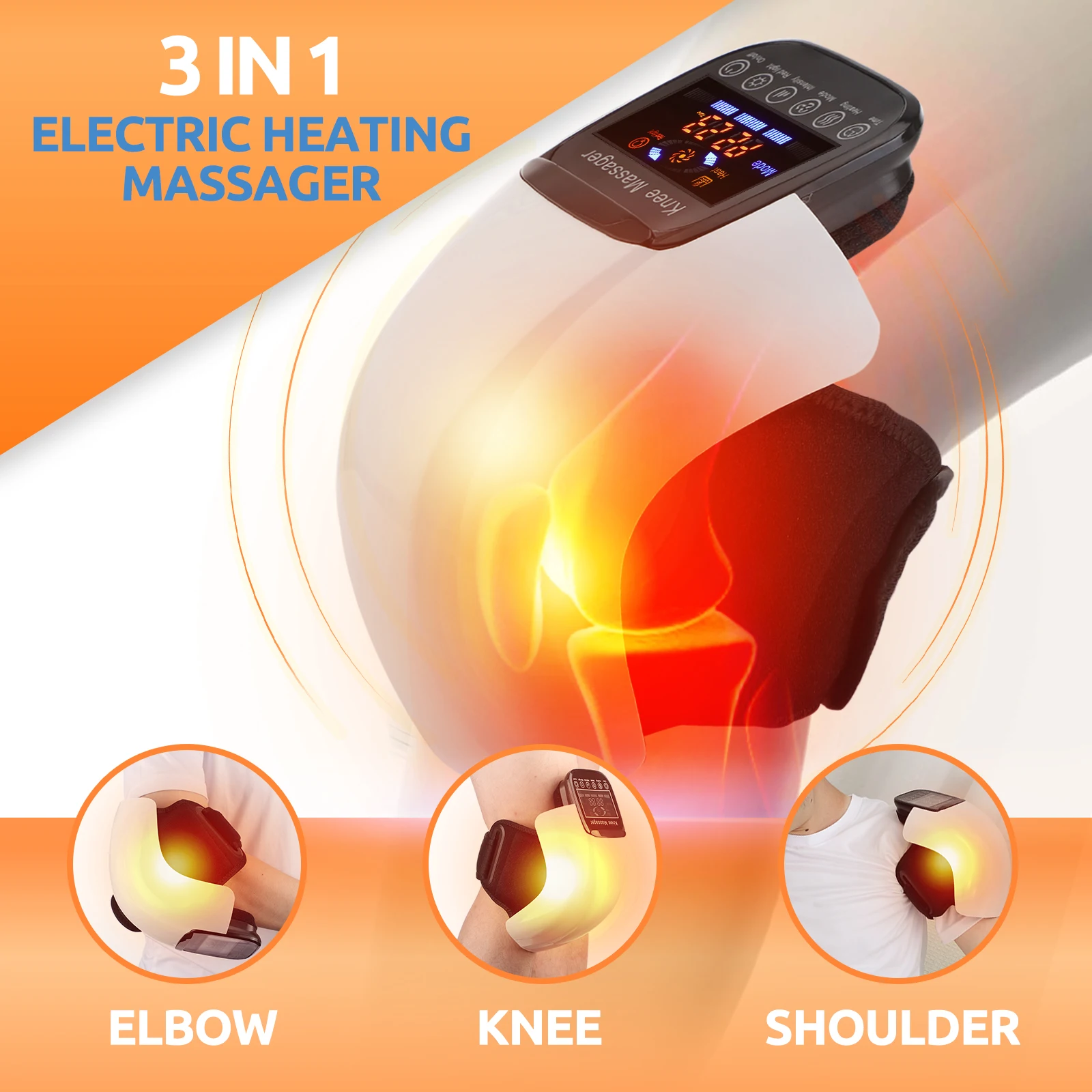 

US UK Stock Electric Heating Knee Massager with Air Pressure Vibration for Leg Shoulder Elbow Joint Relief Physical Exerciser
