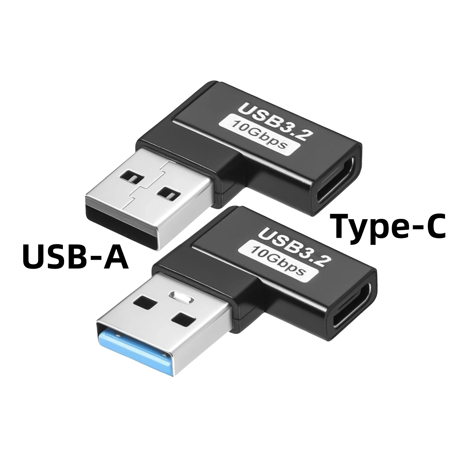 

90 Degree Left and Right Angle USB A Male to Type C Female Adapter Extender 2PCS Connector for PC/Laptop/Power Bank/Changer