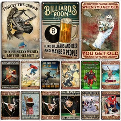 Artisian Pole Dancing Metal Poster Billiards Karate Archery Wrestling Tin Sign Hockey Sport Decorative Plaque Wall Decor Garage