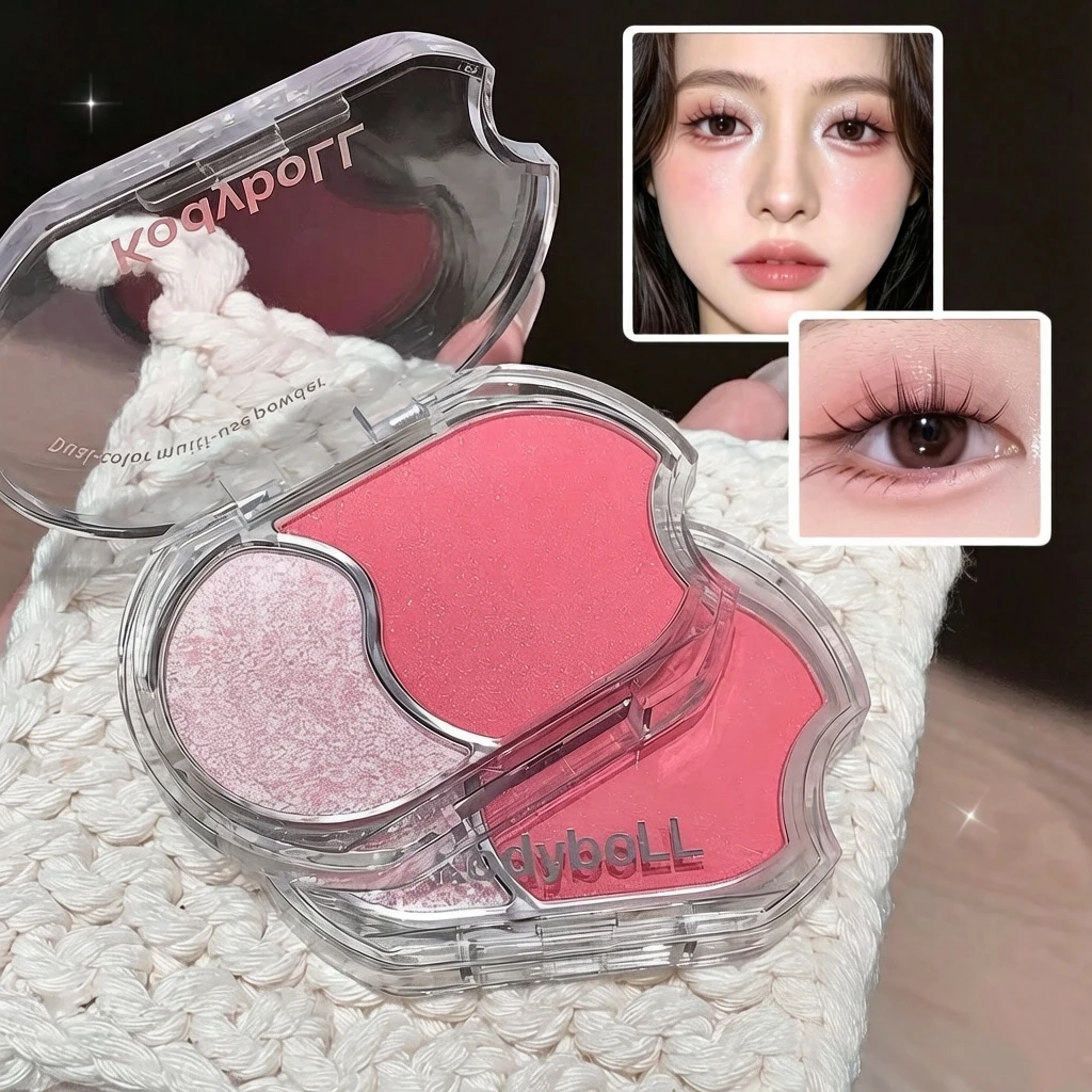 Two Color Multi Use Blush Highlighter Powder Matte Shimmer Dual Texture Multifunctional Cheek Eye Makeup Multiple Shades